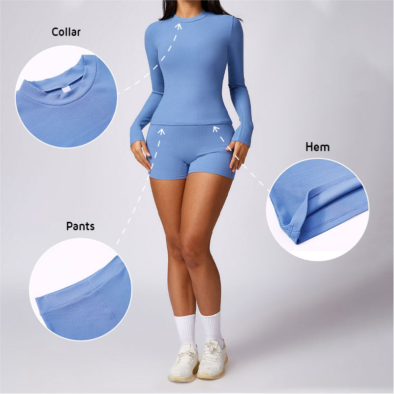 Quick-drying long-sleeved top & shorts sets