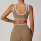 Breathable Nude Contrasting Color Sports Bra