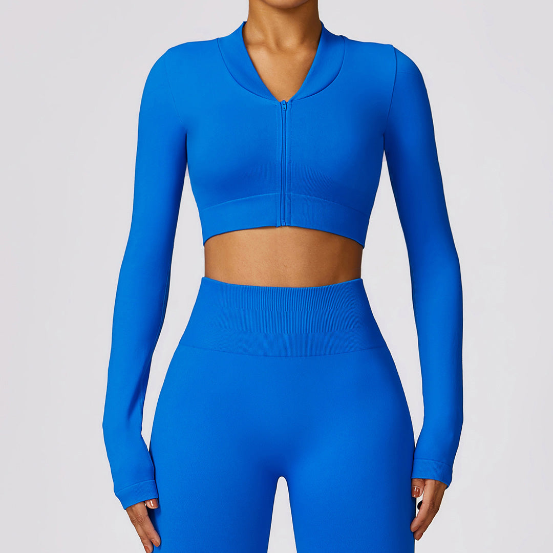 Tight-fitting seamless long-sleeved yoga jacket