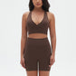 Seamless Cross V Neck Sports Bra + High-Waisted Shorts Set