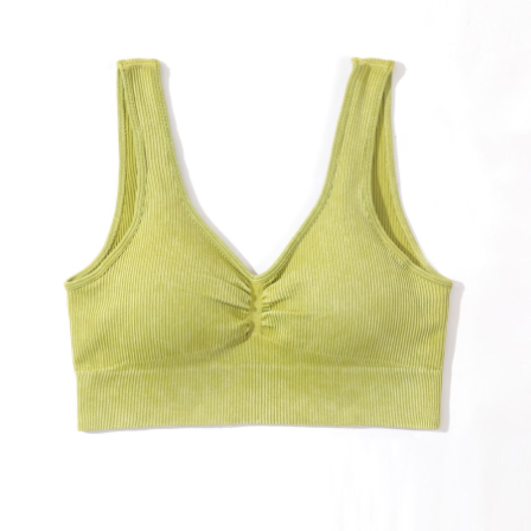 Seamless double shoulder straps yoga bra