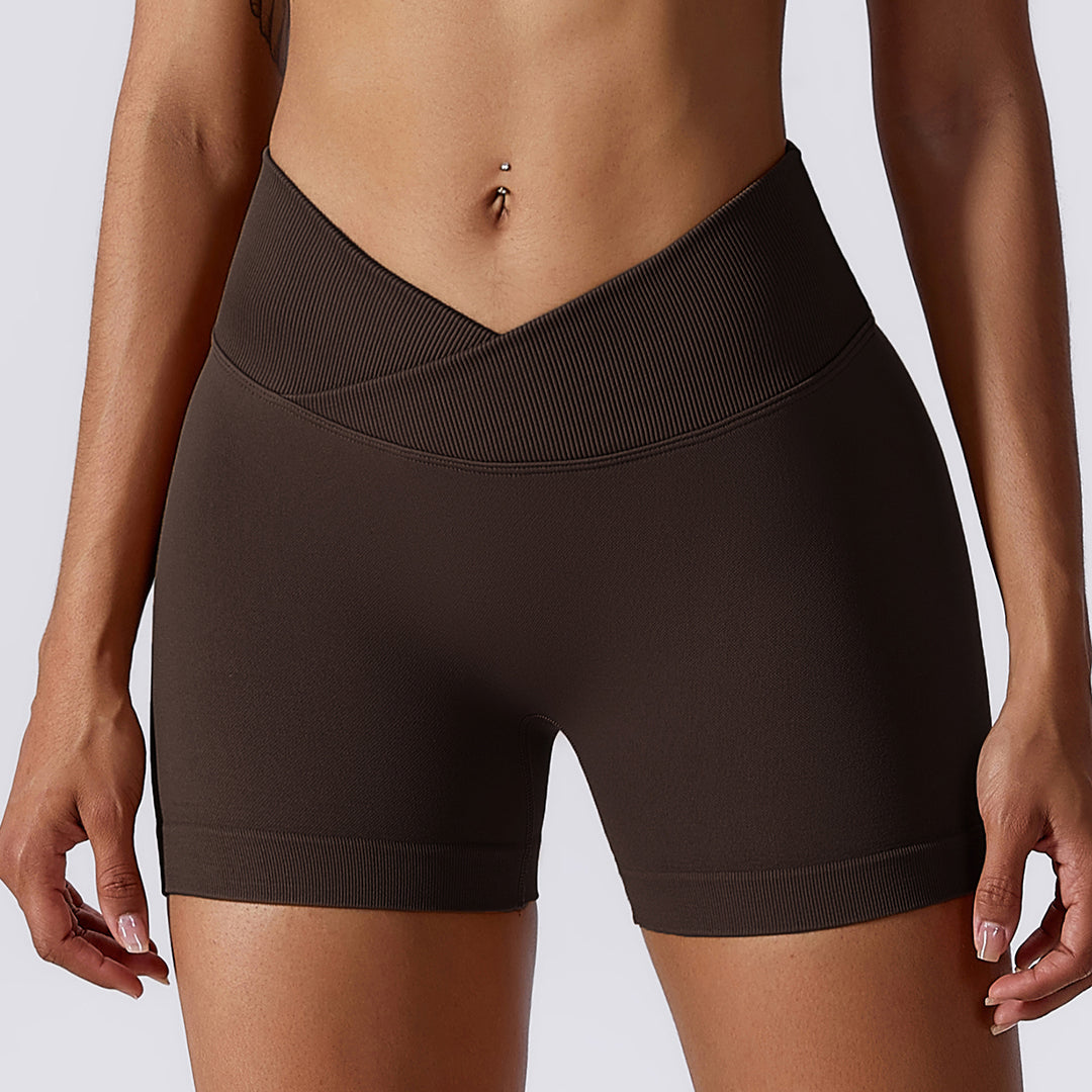 Cross-waisted hip-lift sports shorts