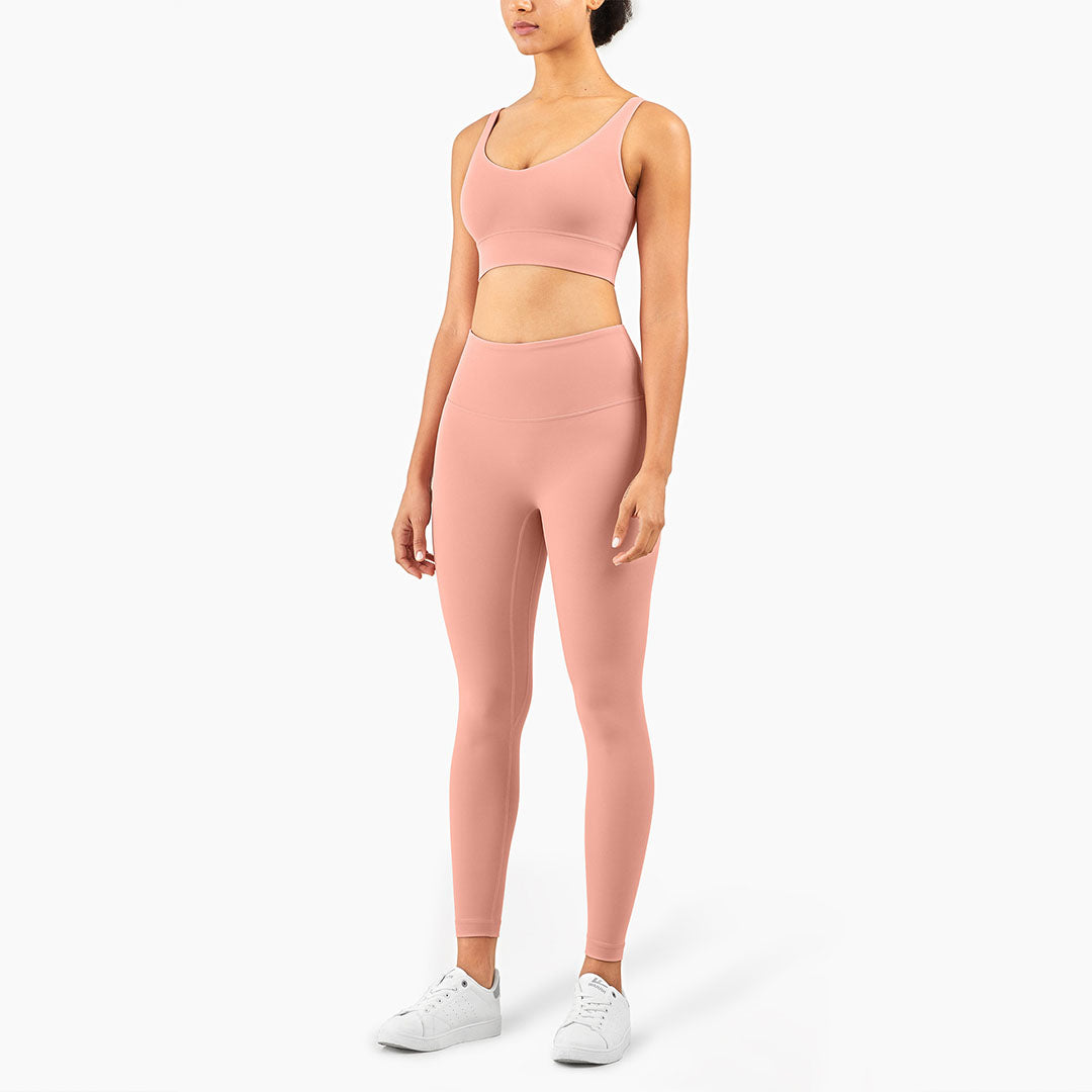 Solid color sports bra + Legging two-piece set