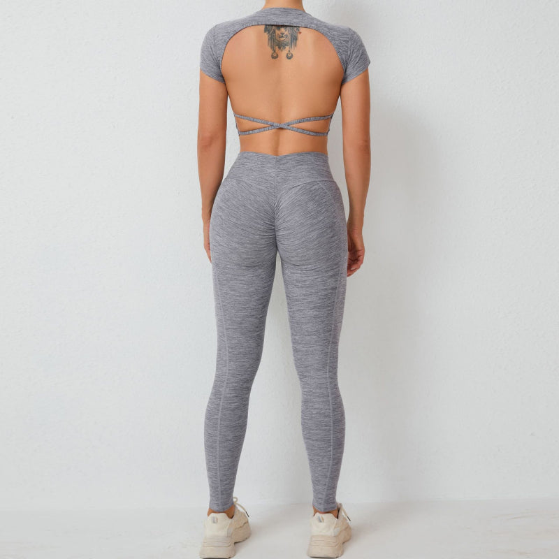 New crossover tight running two-piece sports set