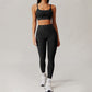 gold stamping Thin straps sports Bra + High-waist leggings 2-piece set