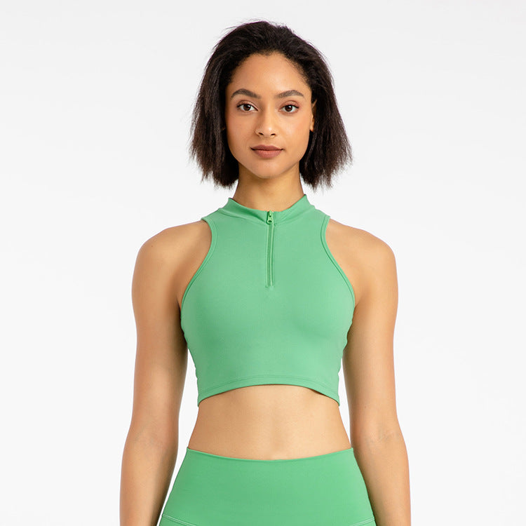 Casual Half Zip Sports Bra