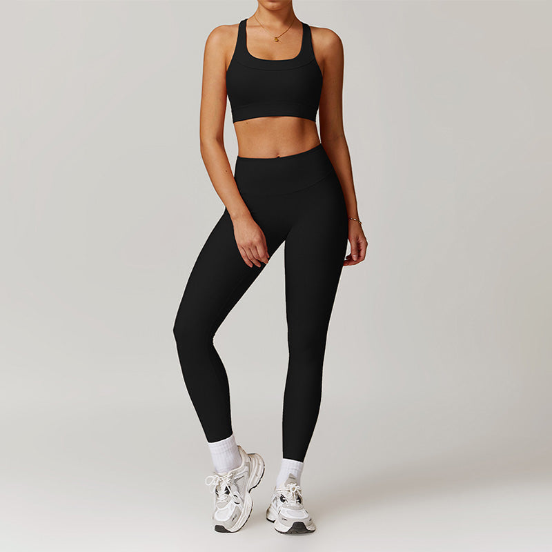 Quick-Dry Racerback Sports Bra + High-Waist Legging 2-Piece Set