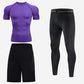 Men's solid color quick-drying sports short-sleeved top three-piece