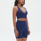 Seamless Cross V Neck Sports Bra + High-Waisted Shorts Set