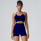 Seamless medium strength fitness shorts two-piece set