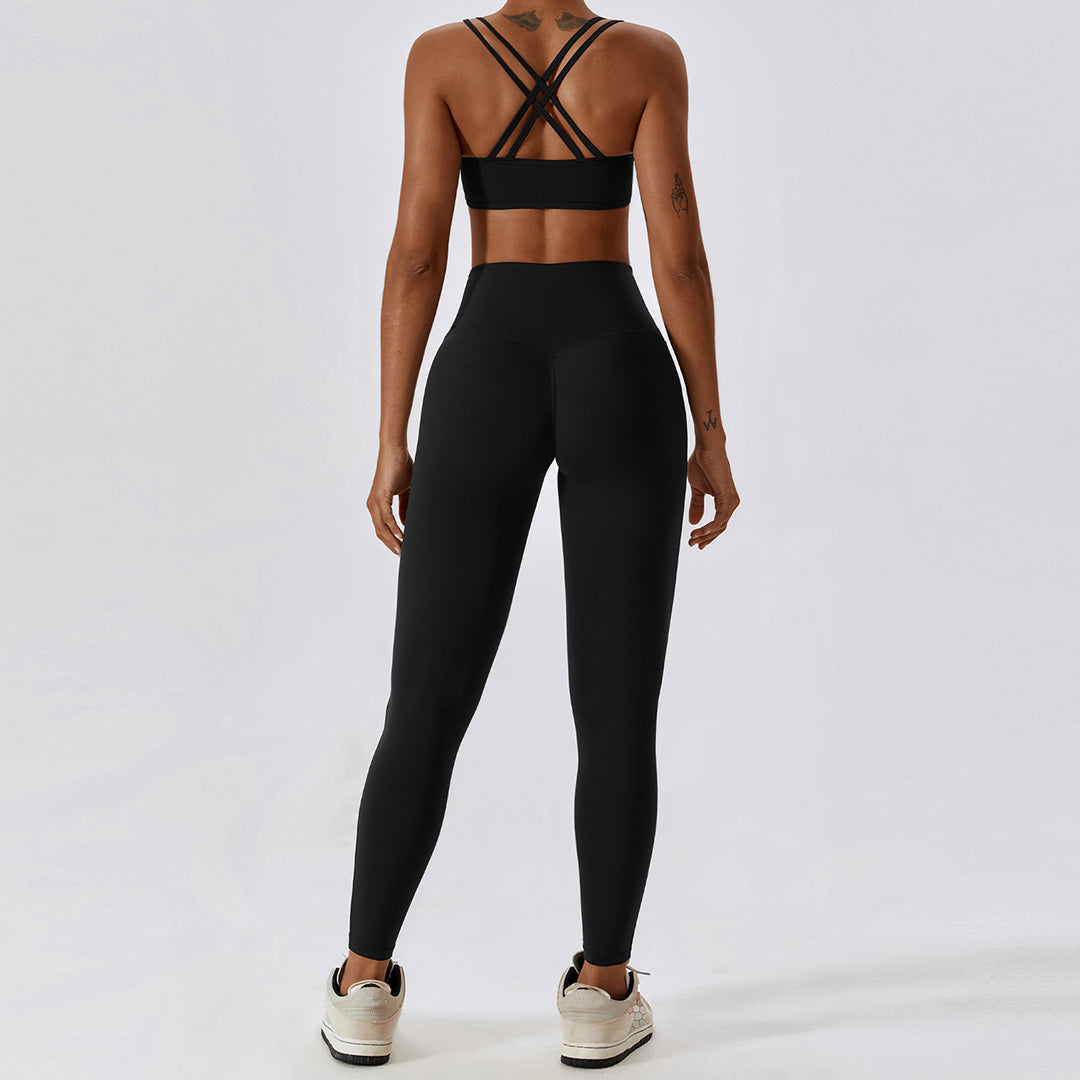 Back cross bra & sports leggings 2-piece set