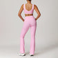 Ultra-Soft Contrasting Color Sports Bra + Cross High Waist Pants Suit