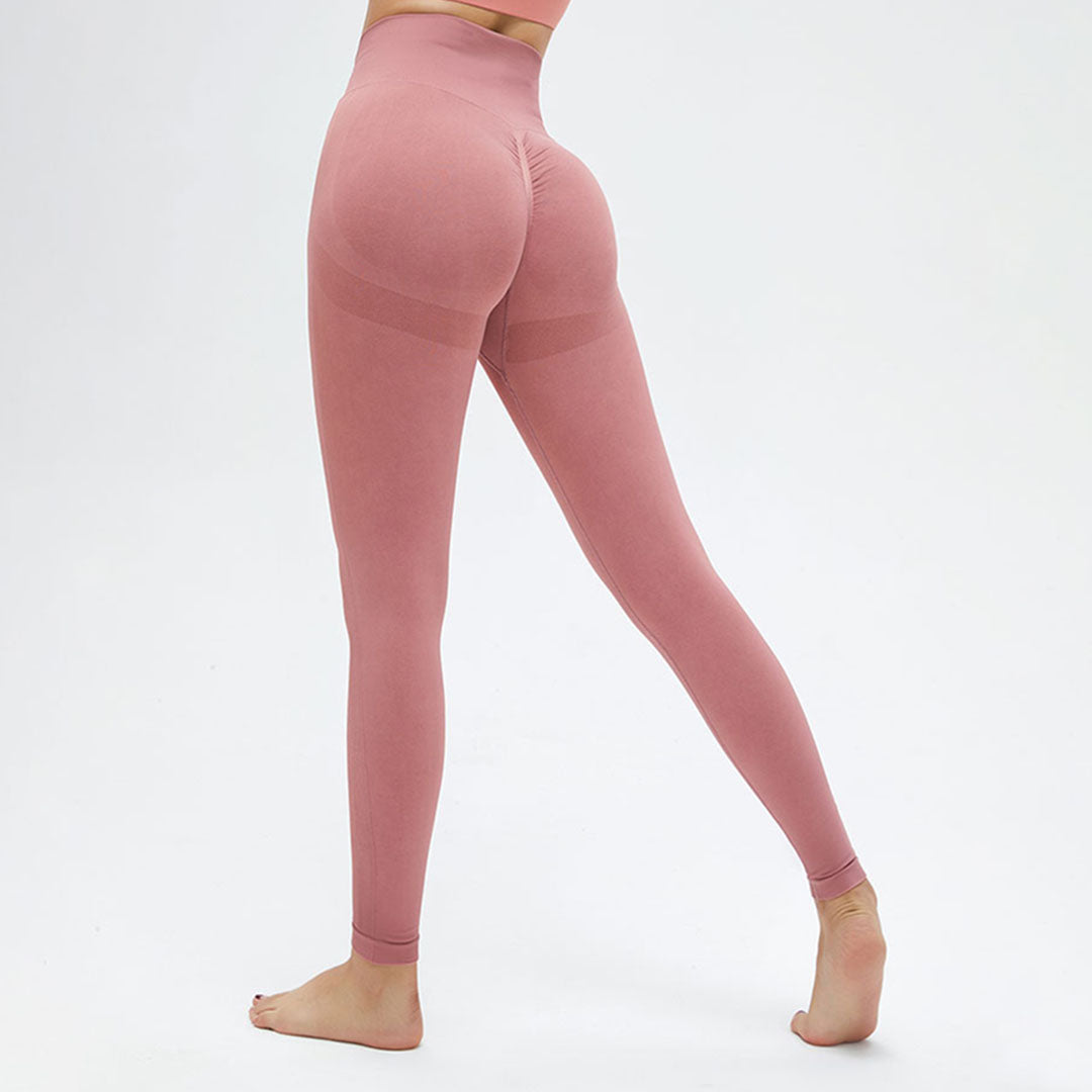 Solid color hip lift high waist sports yoga leggings
