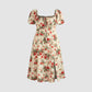 Large size printed square neck casual dress