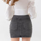 High Waisted Denim Elastic Waistband Pockets Yoga Skirt