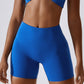 Solid color high-waisted sports shorts