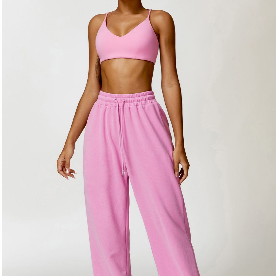 Triangle cup sports bra & jogging bottoms 2-piece set