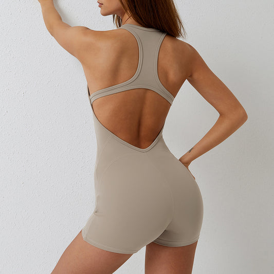 Back cutout spring sports jumpsuit