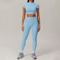 Quick-Dry Short sleeve sports crop top + High-waist legging 2-piece set