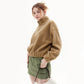 Plush stand-up collar long-sleeved jacket