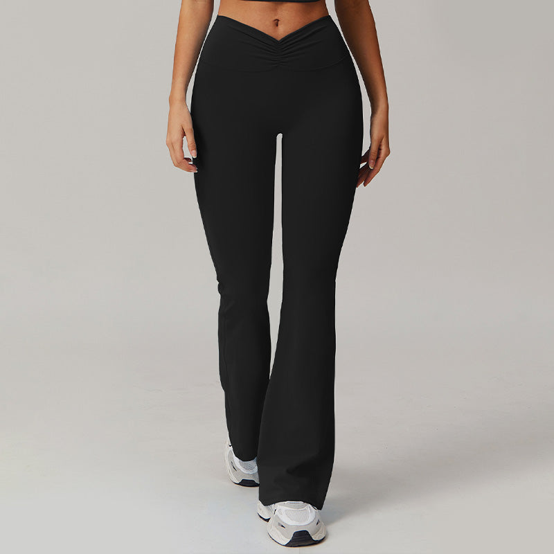 High-waisted hip-lifting bell-bottom leggings