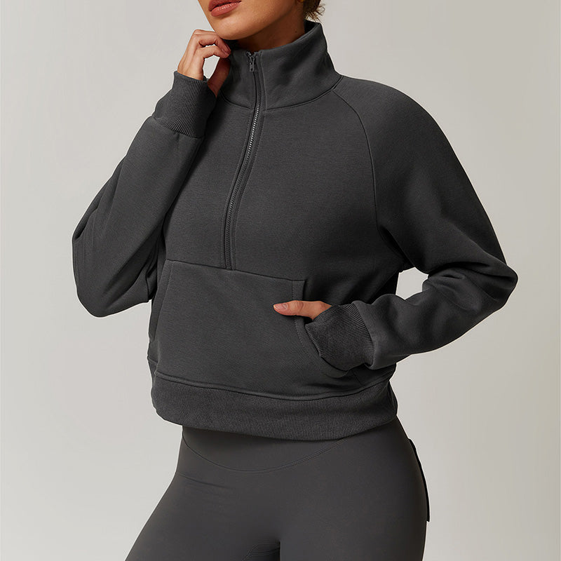 Fleece stand collar thickened warm Sweatshirts