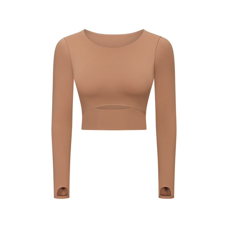 Solid color long-sleeved tight-fitting top