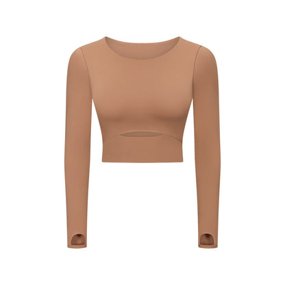 Solid color long-sleeved tight-fitting top