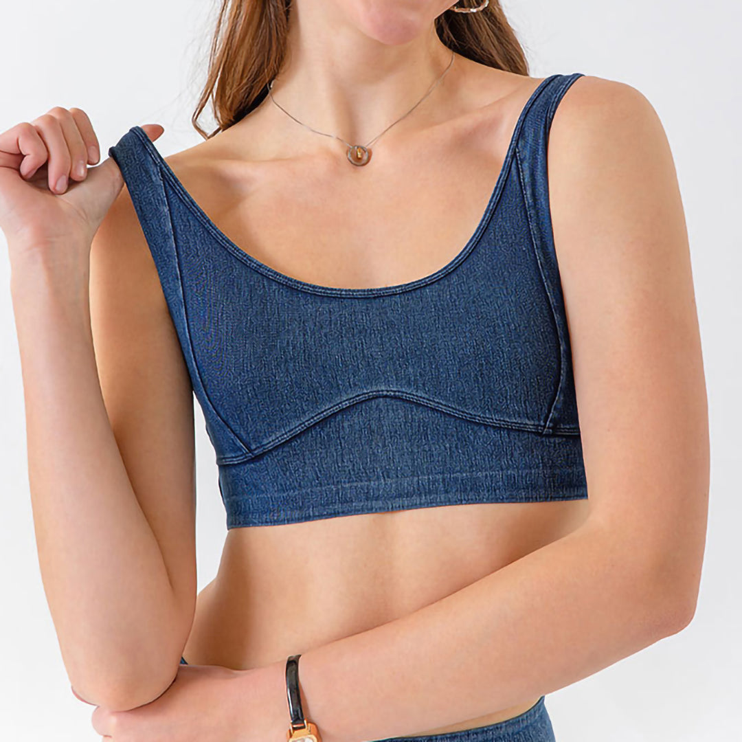 Denim stretch yoga bra