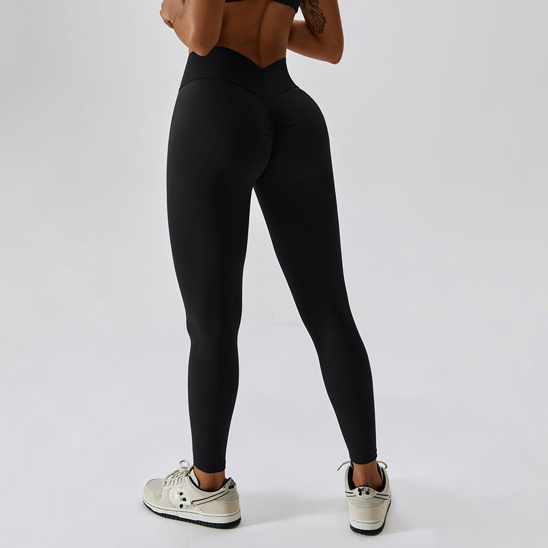 Cross-hip lift at waist Sports leggings