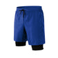 Men's fake two solid color training shorts