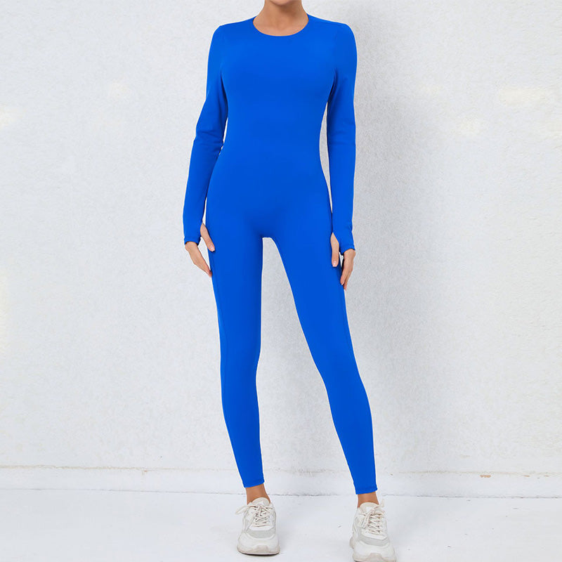 Sexy backless long-sleeved high-intensity fitness jumpsuit