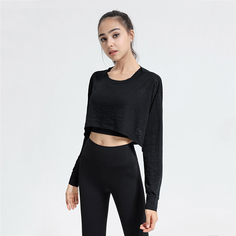 Casual Crew Neck Loose Cropped Top