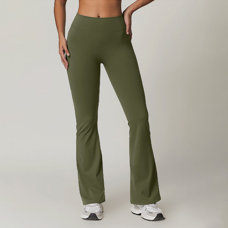 Nude skinny flared leg pants with cargo pockets