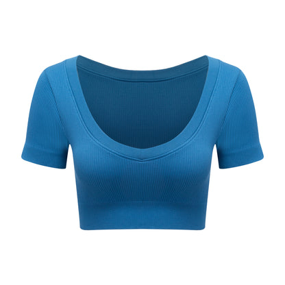 Seamless knitted sports short-sleeved T-shirt