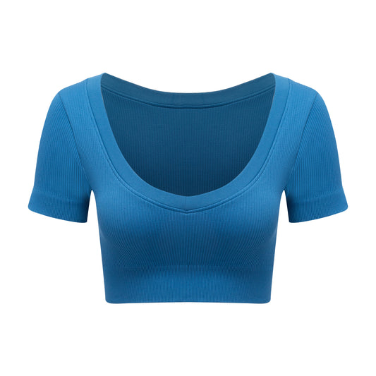 Seamless knitted sports short-sleeved T-shirt