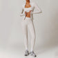 Long Sleeve Full Zipper Fitness jacket + High waist leggings 2-piece set