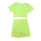 Quick-drying threaded seamless short sleeve two-piece set