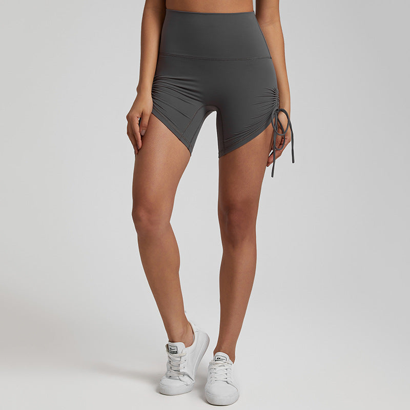 Solid bottom drawstring sports shorts