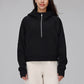 Velvet warm hooded half zip loose sports Sweatshirt