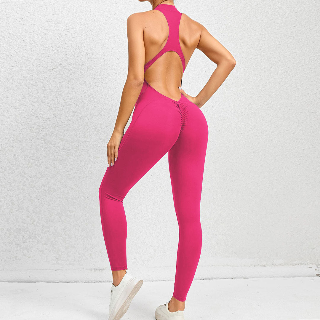 Cut-out running fitness exercise jumpsuit