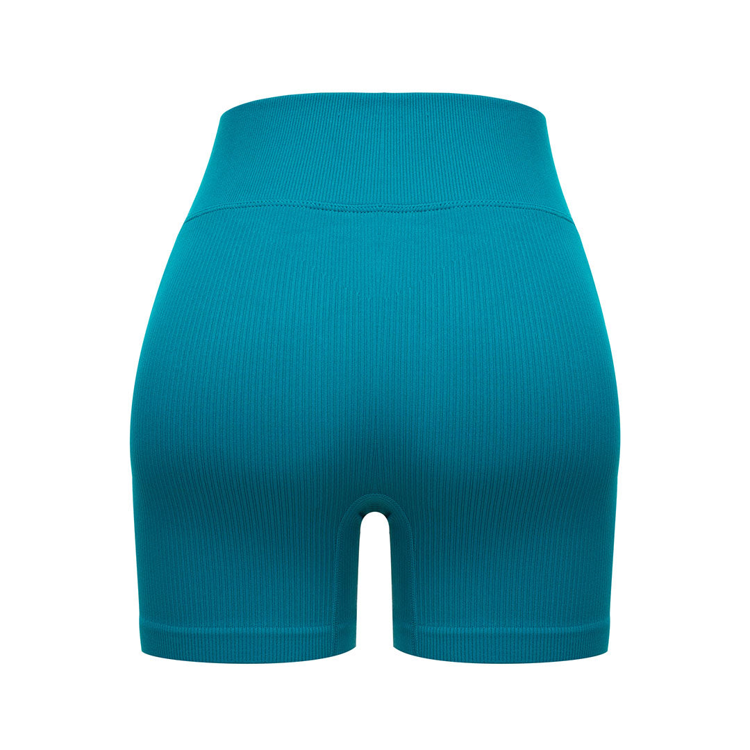 Solid color drawstring seamless knit sports shorts