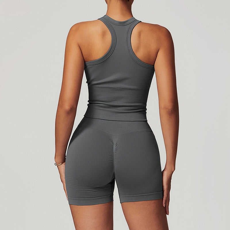 Seamless Racerback Sports Tank Top + Short Set