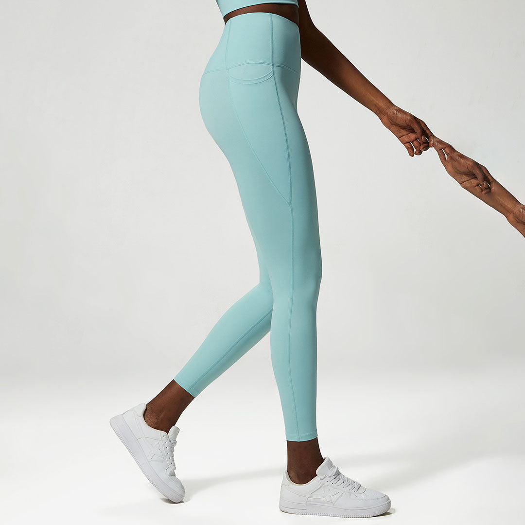 Solid color side pockets sports Leggings