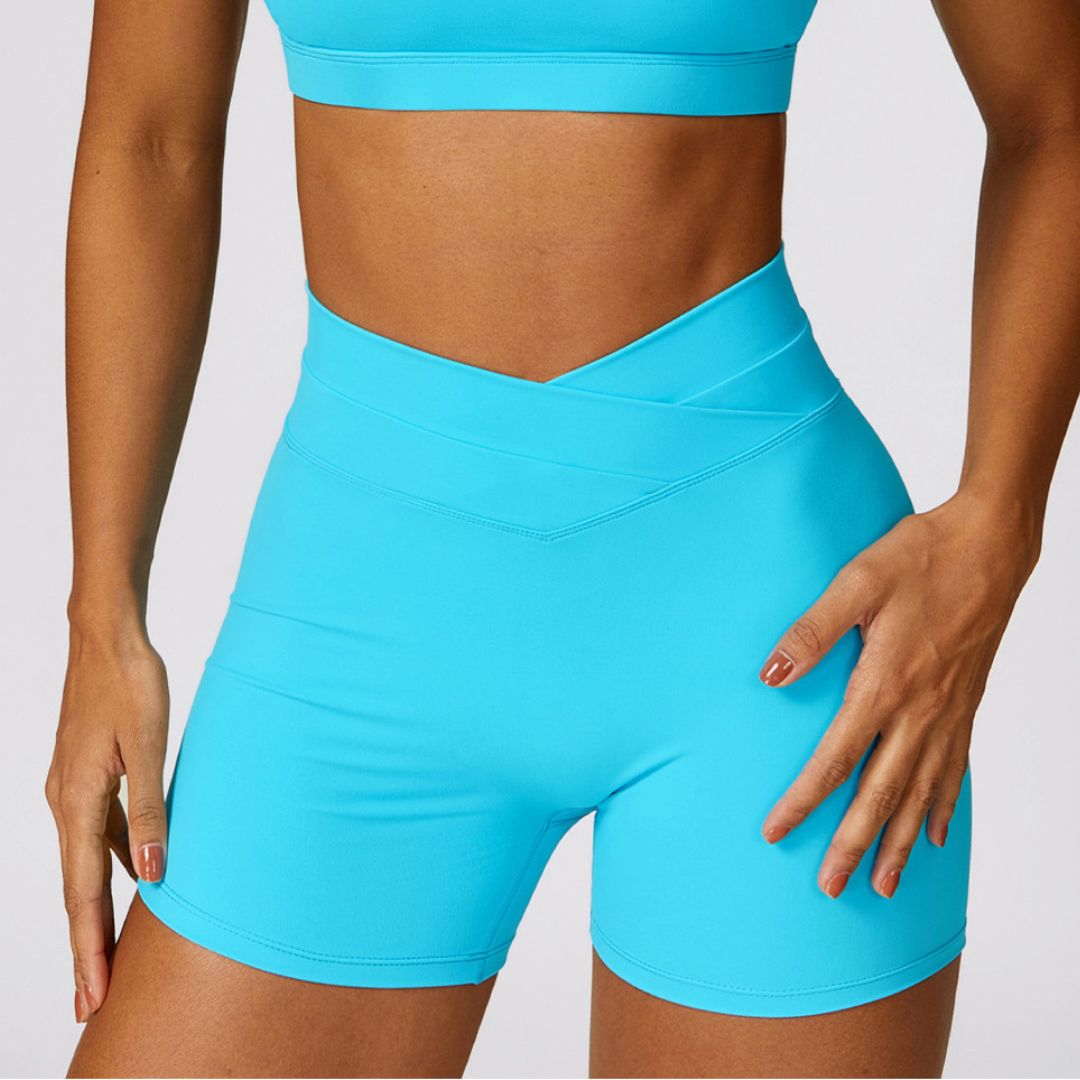 Peach hip high waist yoga shorts