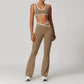 Ultra-Soft Contrasting Color Sports Bra + Cross High Waist Pants Suit