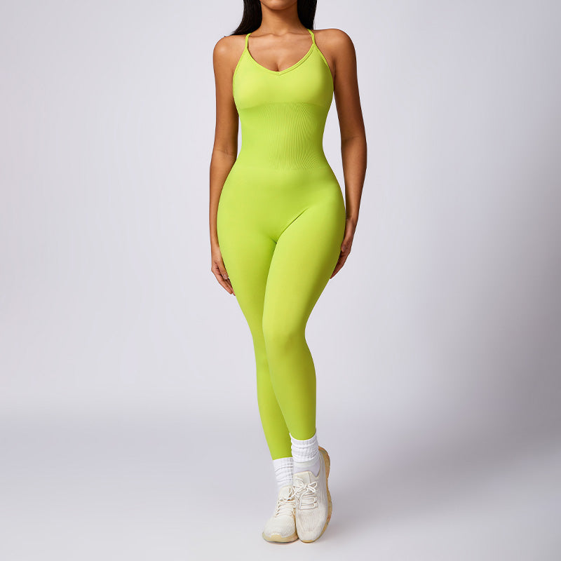 Cut-out beautiful back seamless sports bodysuits