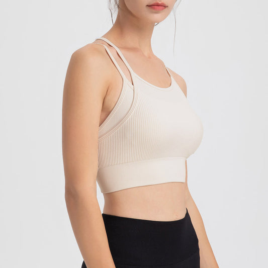 Thin shoulder straps double layer sports bra