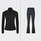 Stand Collar Full Zipper Sports Jacket + flared leg pants 2-Piece Set