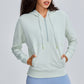 Casual Half Zip Drawstring Sports Hooded Jacket